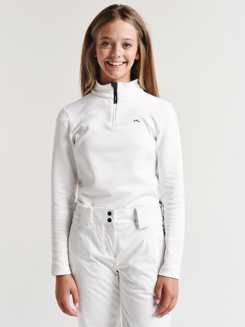 KJUS Girls' Youth 14 Jade Midlayer Half Zip Size 164 Ski Snowboard White - Picture 1 of 11